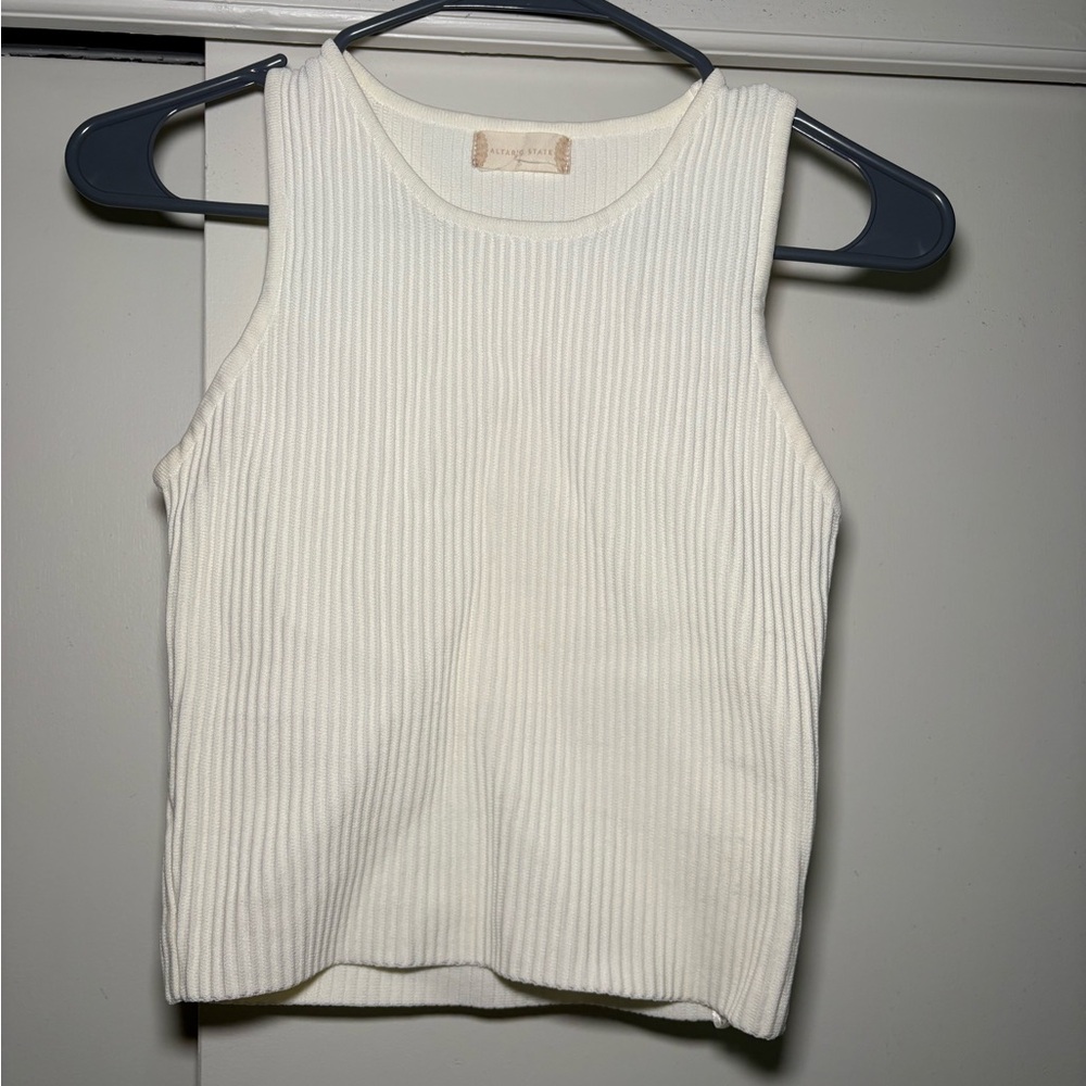 Altar'd State White Ribbed Crop Tank